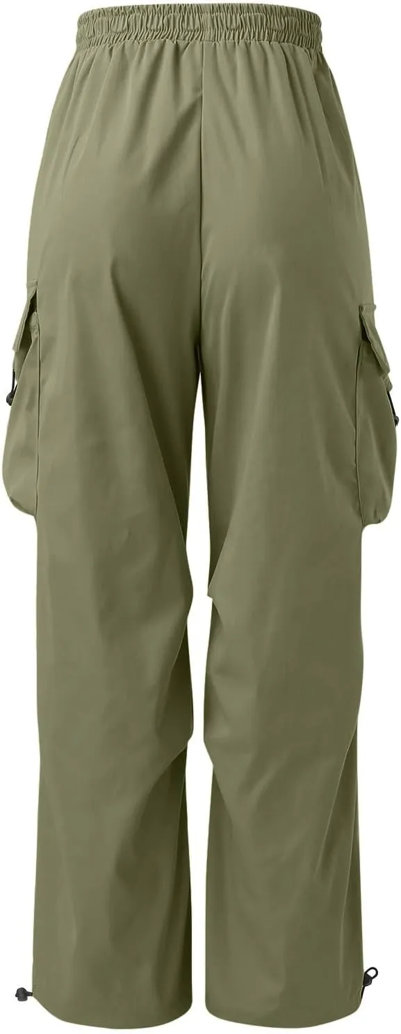 Mens Baggy Cargo Pants Casual Parachute Pants Drawstring Workout Athletic Sweatpants Plus Size Loose Harem Joggers