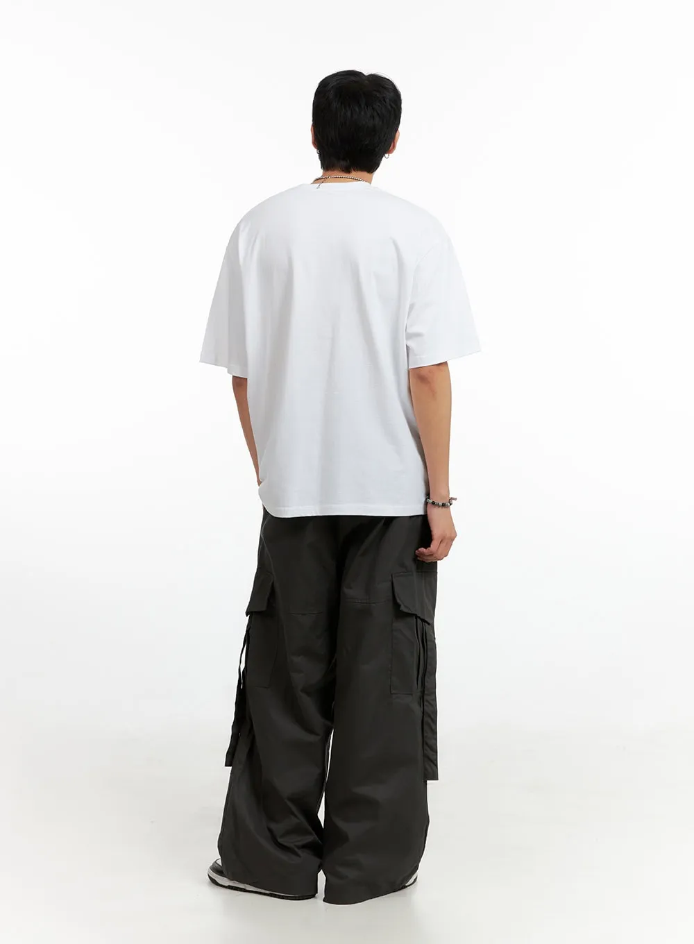Men's Cargo Wide-Leg Pants (Dark Gray) IG402