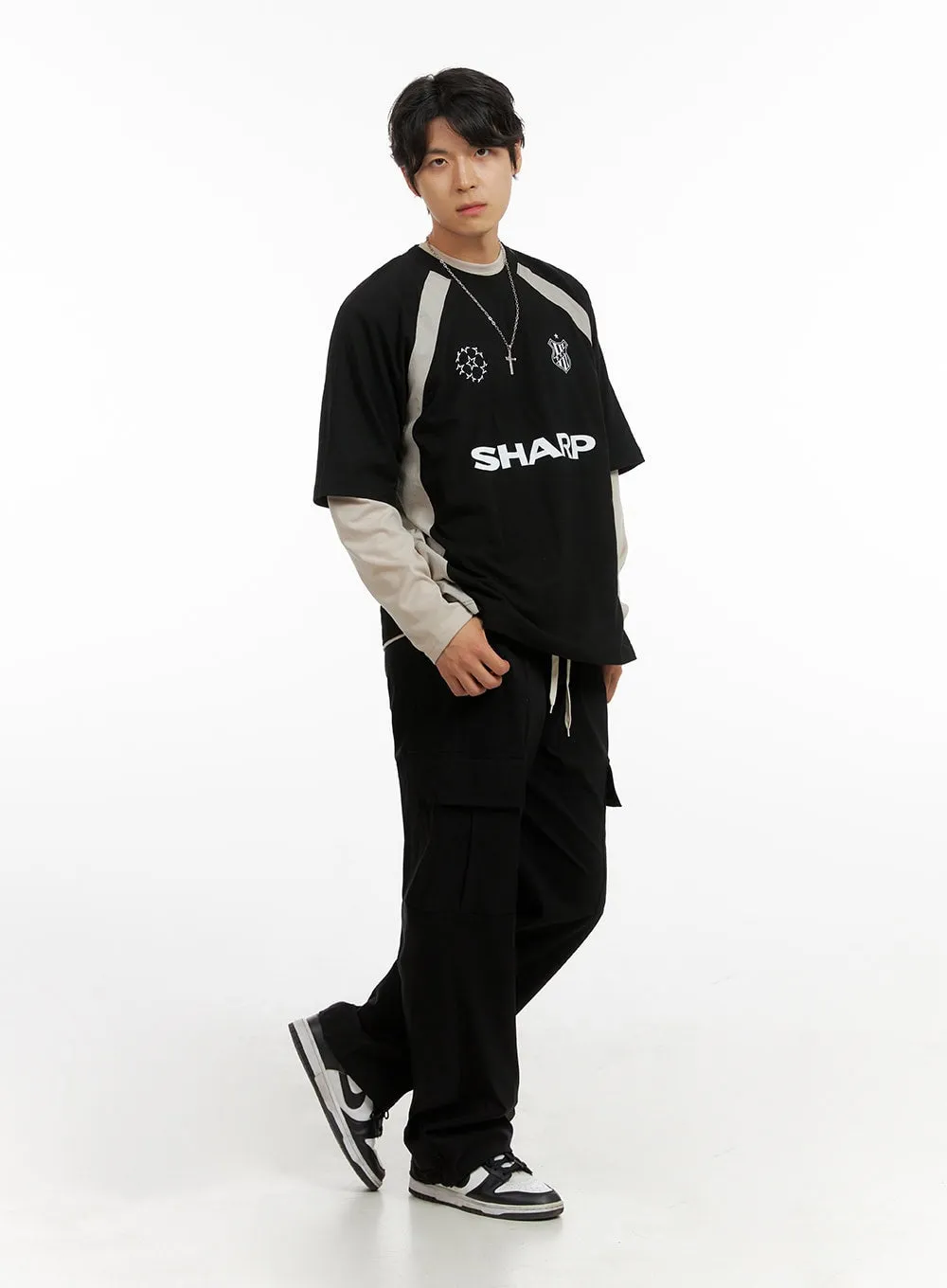 Men's Loose Fit Cargo Pants (Black) IG409