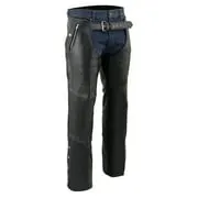 Milwaukee Leather Chaps for Men's Black Leather 4-Pockets - Snap Out