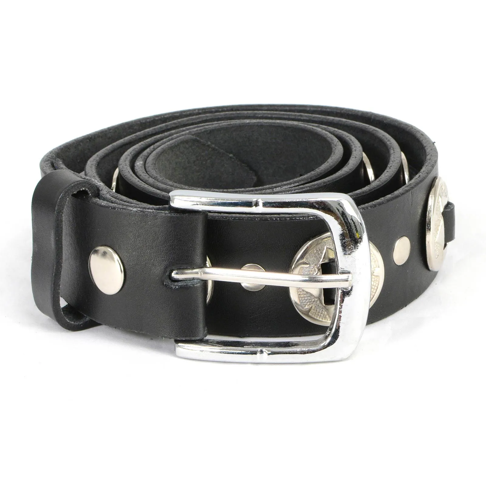 Milwaukee Leather MP7120 Men's Chrome Conchos - Black Genuine Leather