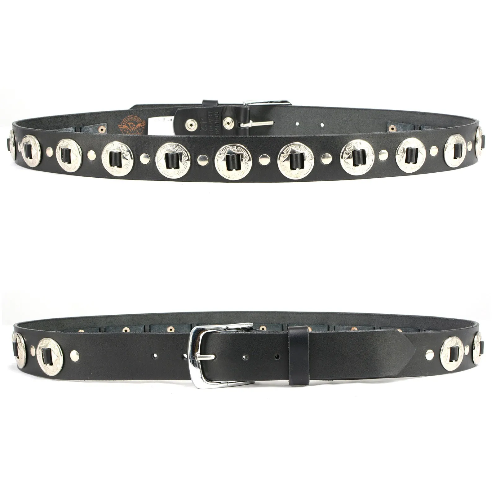 Milwaukee Leather MP7120 Men's Chrome Conchos - Black Genuine Leather
