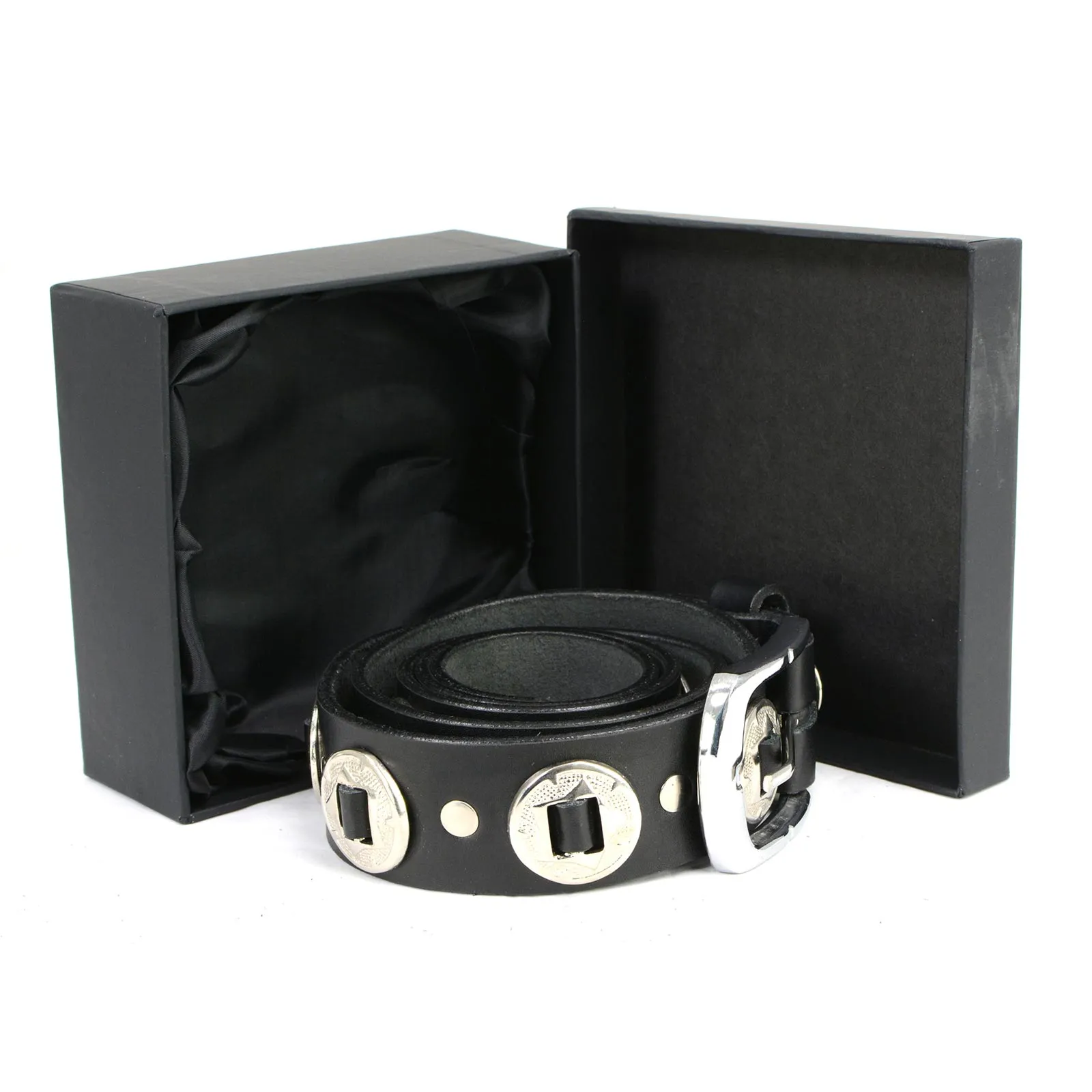 Milwaukee Leather MP7120 Men's Chrome Conchos - Black Genuine Leather
