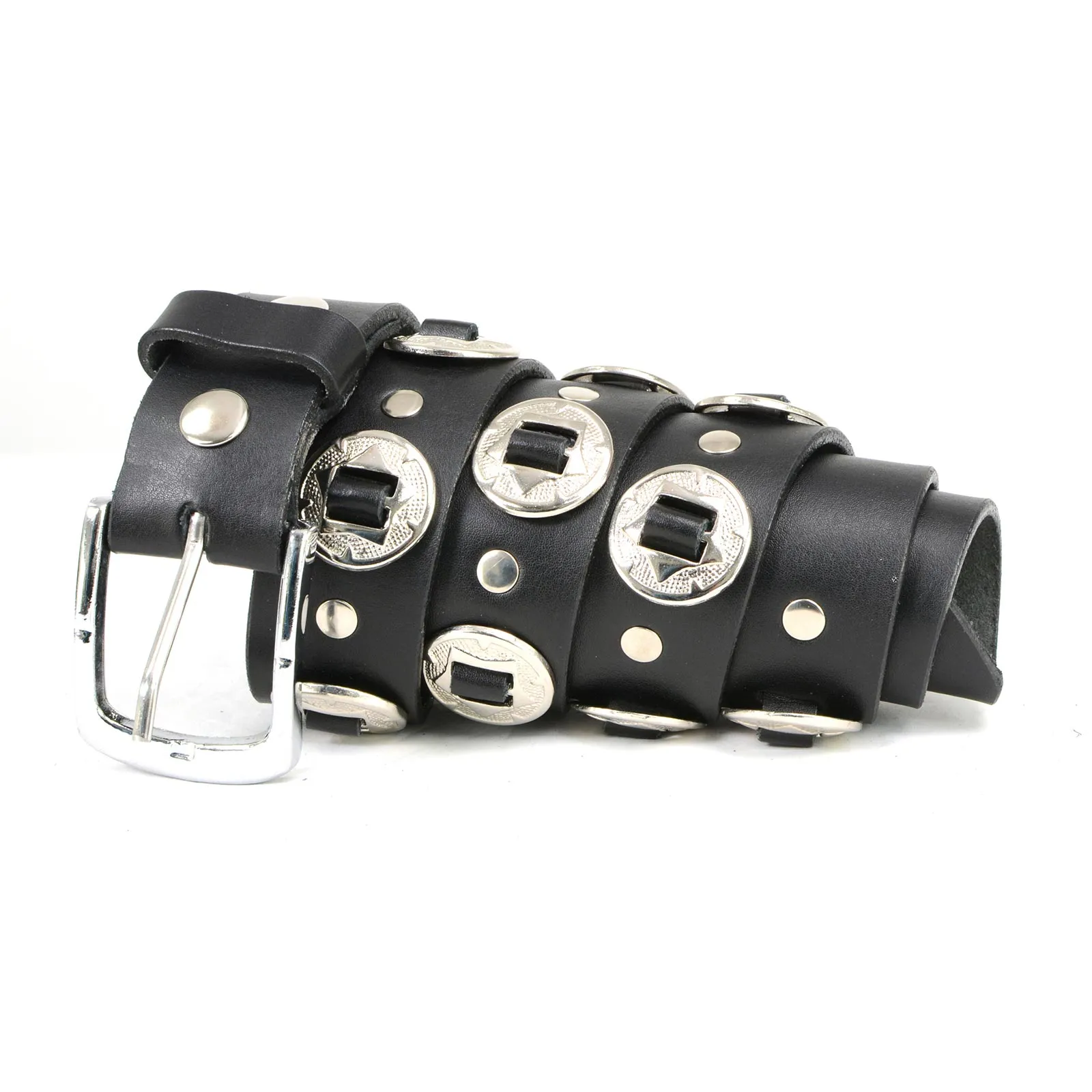 Milwaukee Leather MP7120 Men's Chrome Conchos - Black Genuine Leather