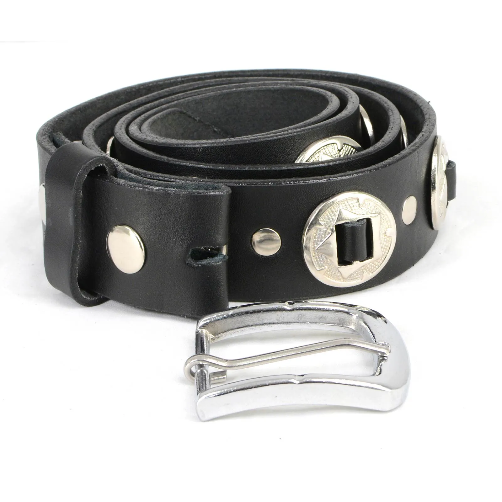 Milwaukee Leather MP7120 Men's Chrome Conchos - Black Genuine Leather