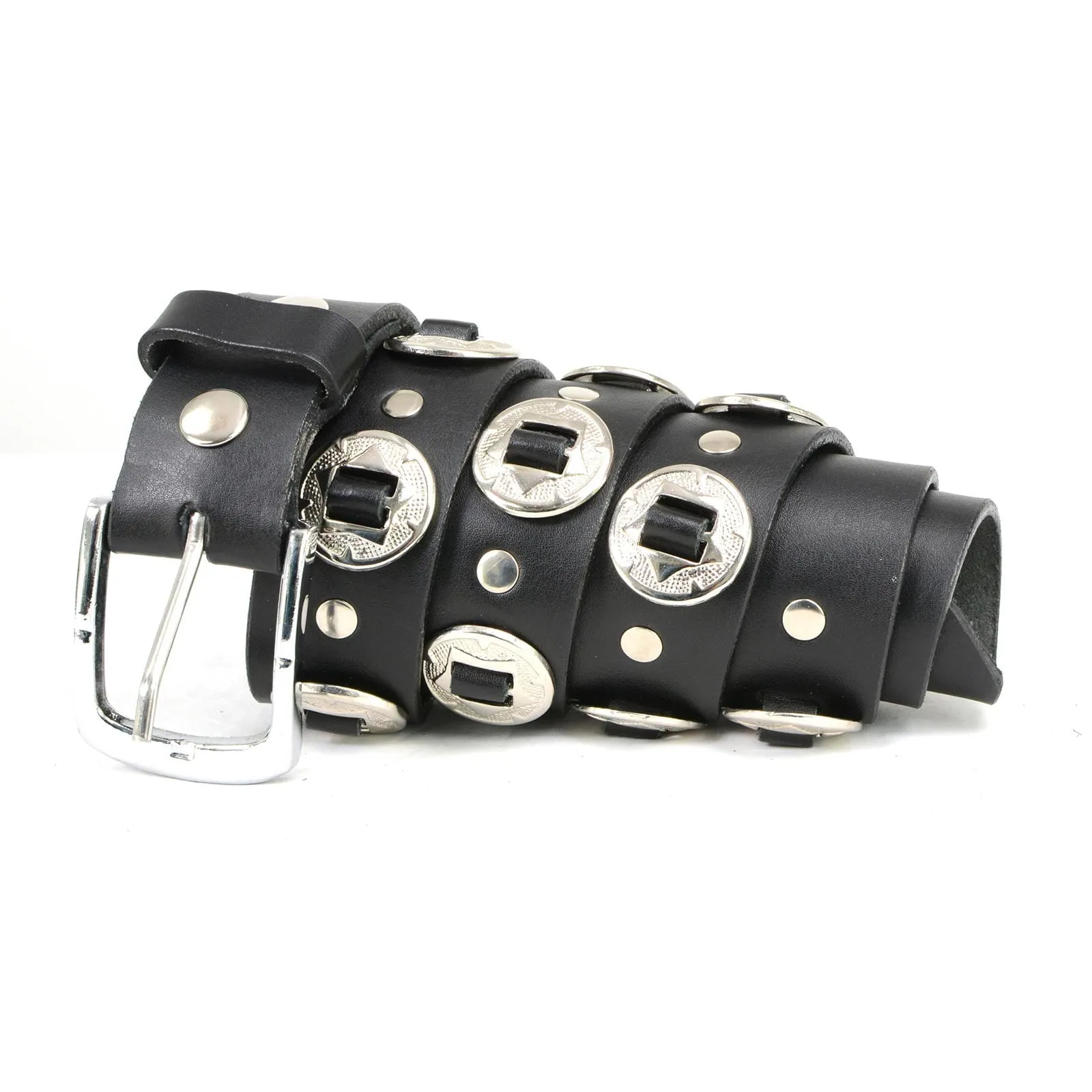 Milwaukee Leather MP7120 Men's Chrome Conchos - Black Genuine Leather