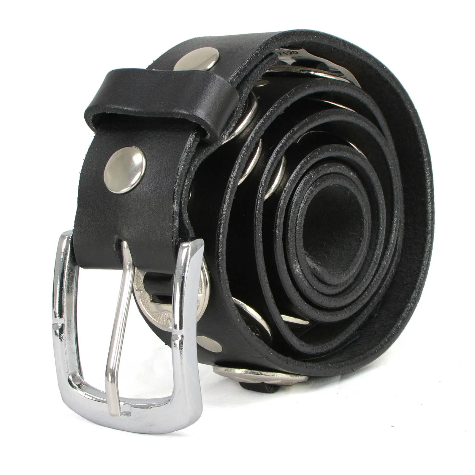 Milwaukee Leather MP7120 Men's Chrome Conchos - Black Genuine Leather