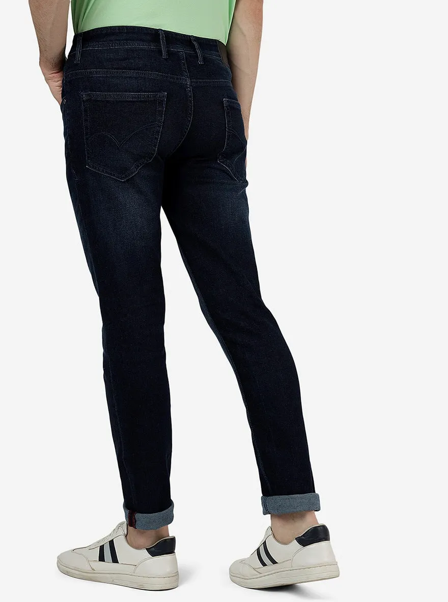 Navy Blue Solid Slim Fit Jeans | JadeBlue