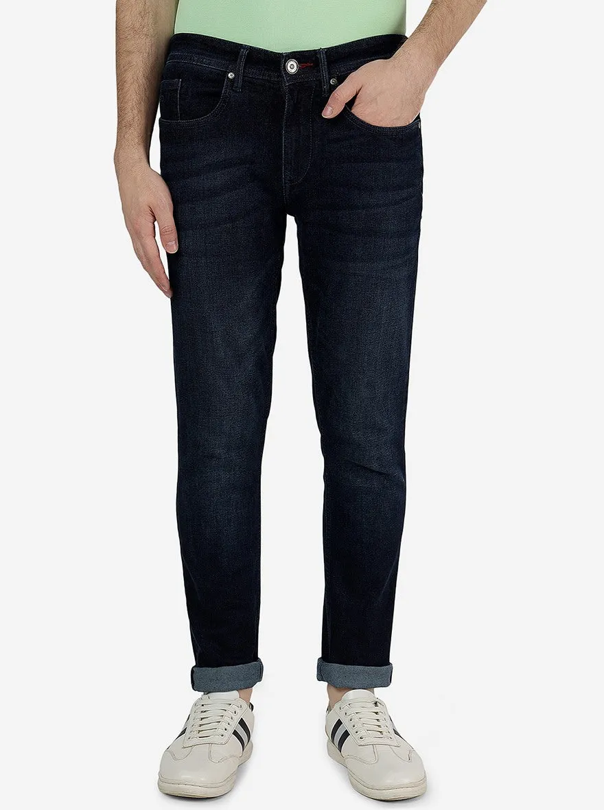 Navy Blue Solid Slim Fit Jeans | JadeBlue