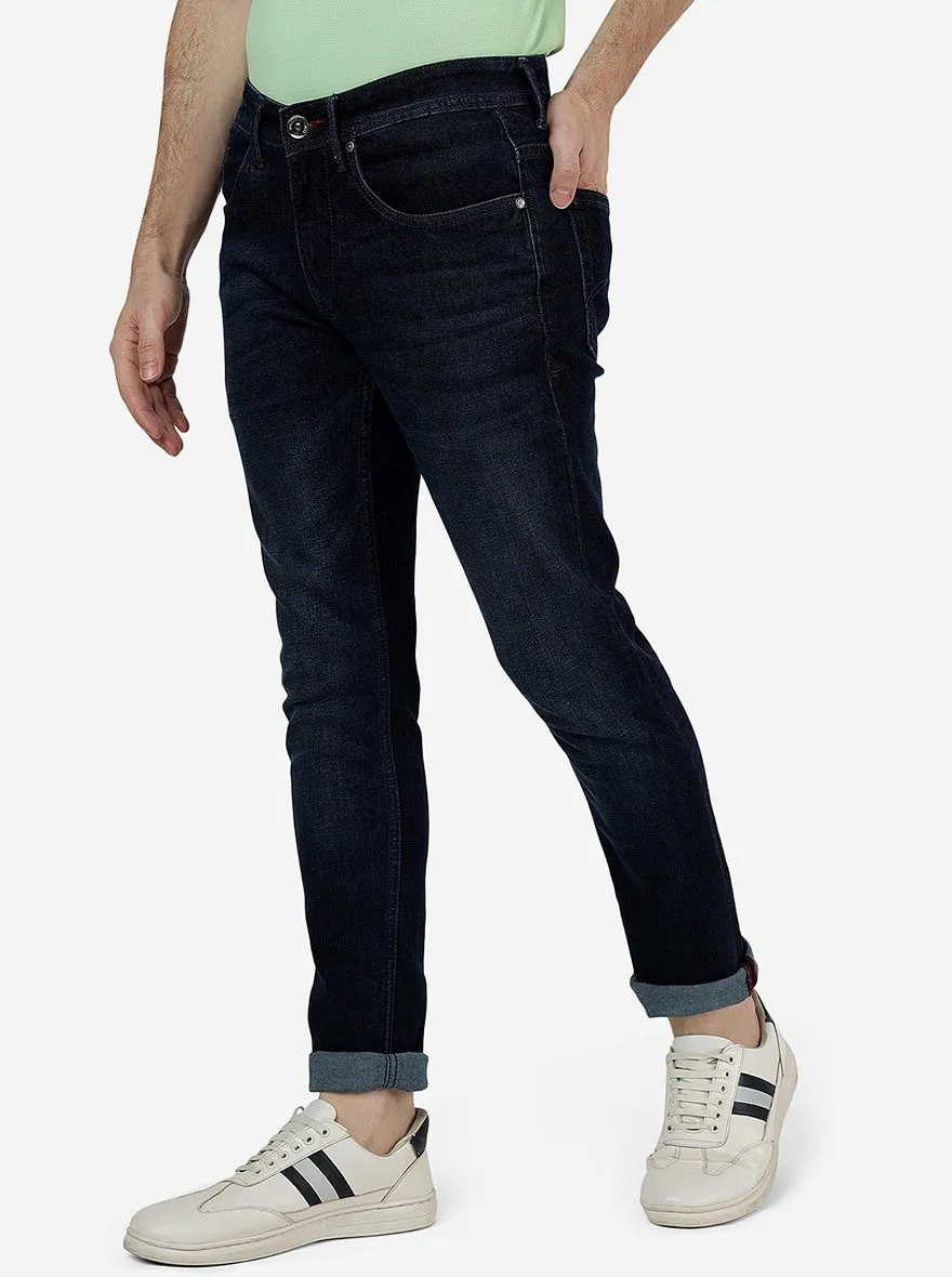 Navy Blue Solid Slim Fit Jeans | JadeBlue