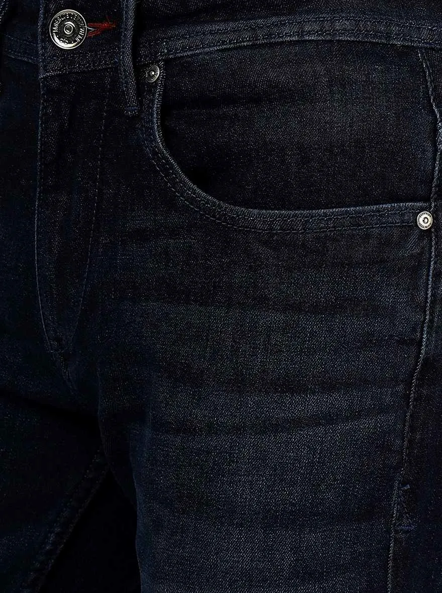 Navy Blue Solid Slim Fit Jeans | JadeBlue
