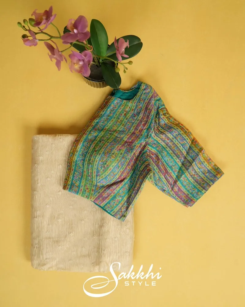 OFF WHITE EMBROIDERED TISSUE WITH BLOUSE