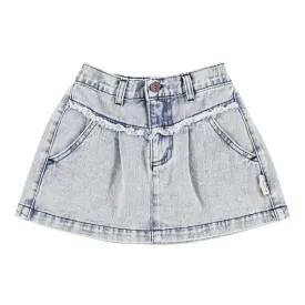 PIUPIUCHICK WASHED LIGHT BLUE DENIM MINI SKIRT