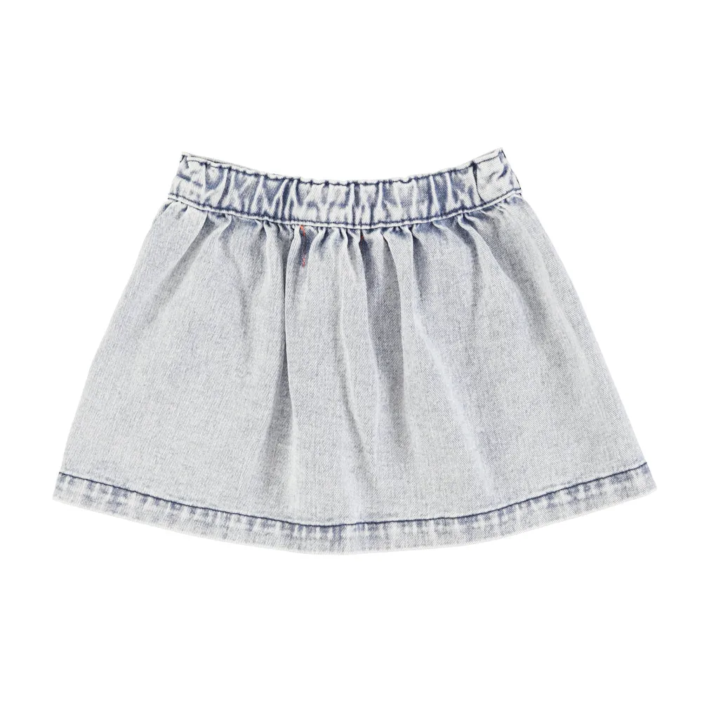 PIUPIUCHICK WASHED LIGHT BLUE DENIM MINI SKIRT