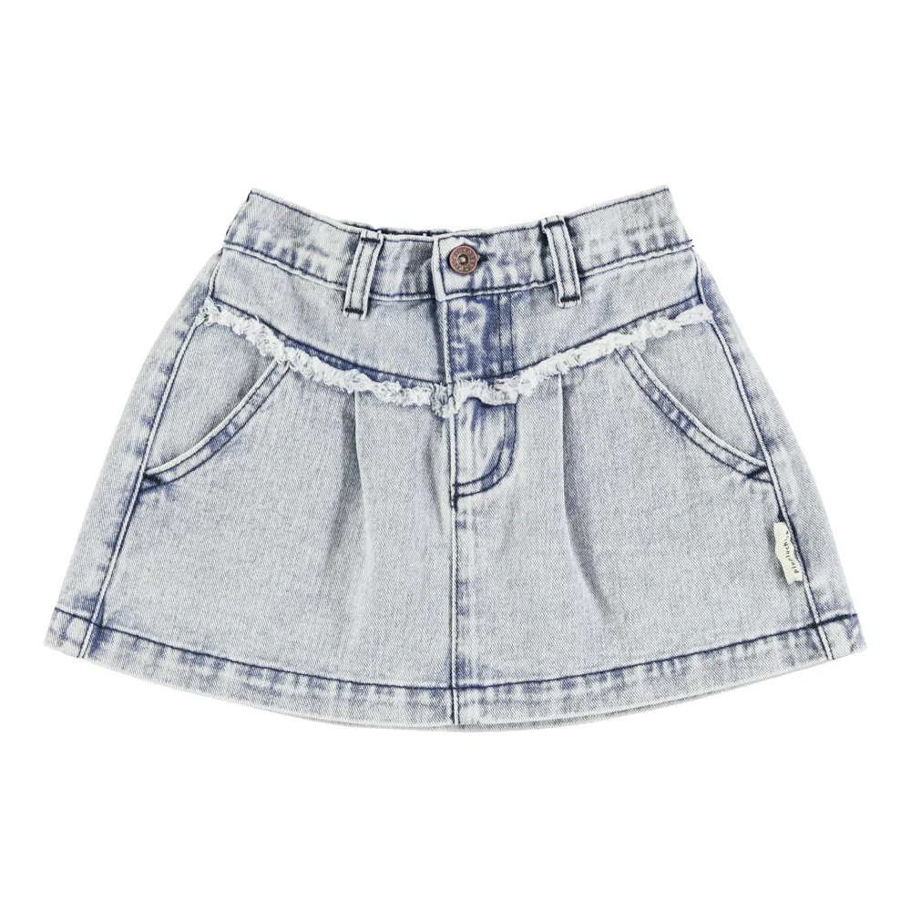 PIUPIUCHICK WASHED LIGHT BLUE DENIM MINI SKIRT