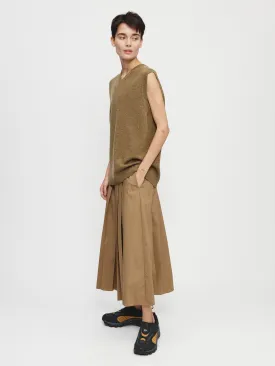 Pleated Wrap Skirt in Khaki