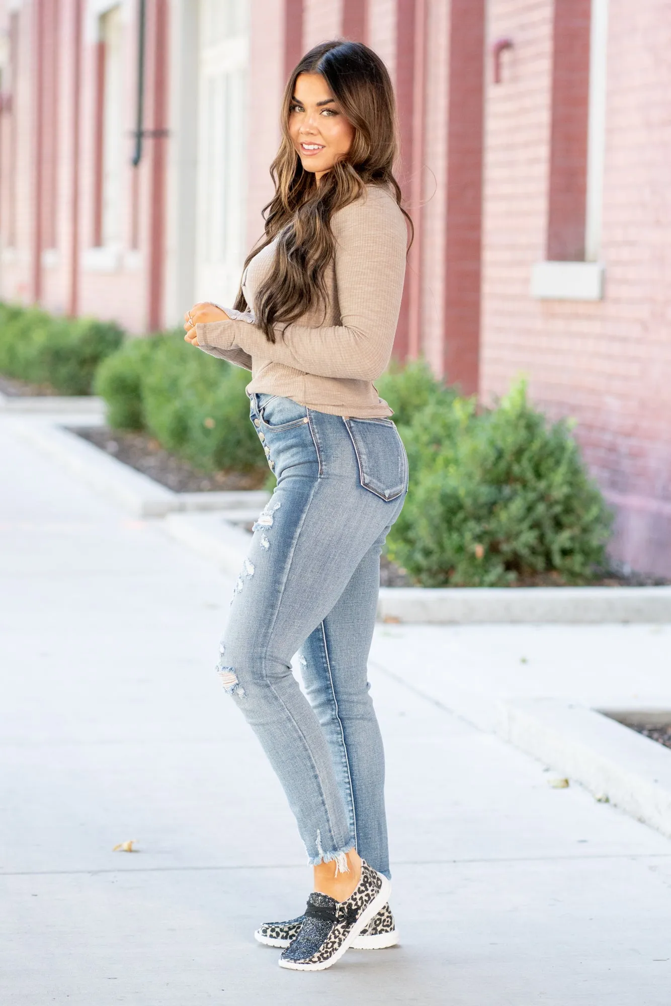 Plus Size Maddison High Rise Button Fly Skinny