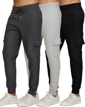PURE CHAMP Mens 3 Pack Fleece Active Athletic Workout Jogger Sweatpants for Men with Zipper Pocket and Drawstring Size S-3XL