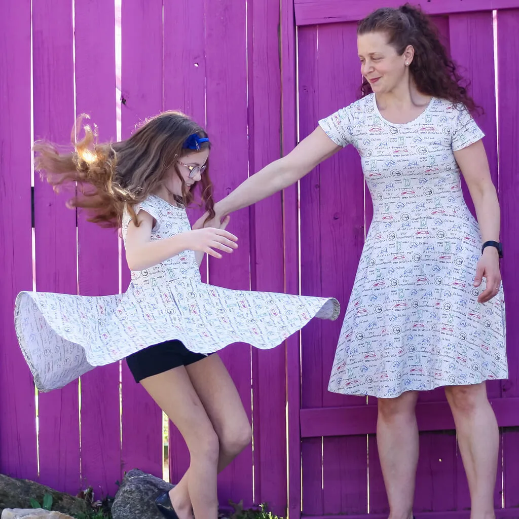 "Scratch Paper" Geometry Cats Super Twirler Dress with Pockets