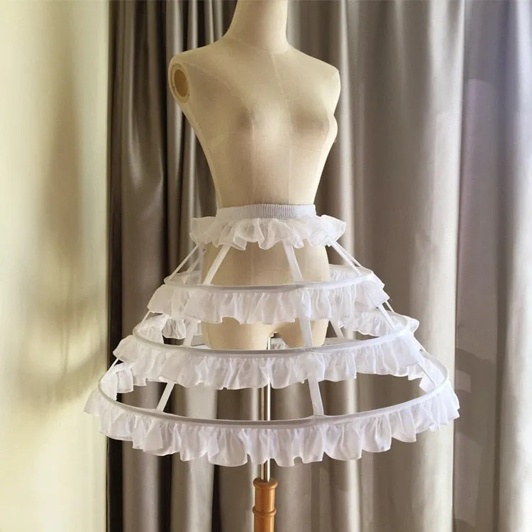 Short 3 Hoop Lolita Petticoat White/Black Crinoline Gothic Petticoat Underskirt for Woman