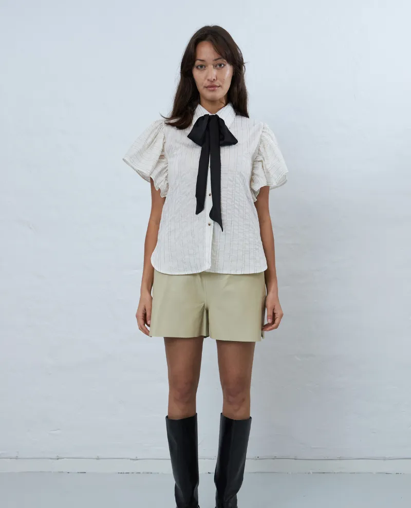 Stella Nova Bow Tie Cream Gold Stripe Blouse