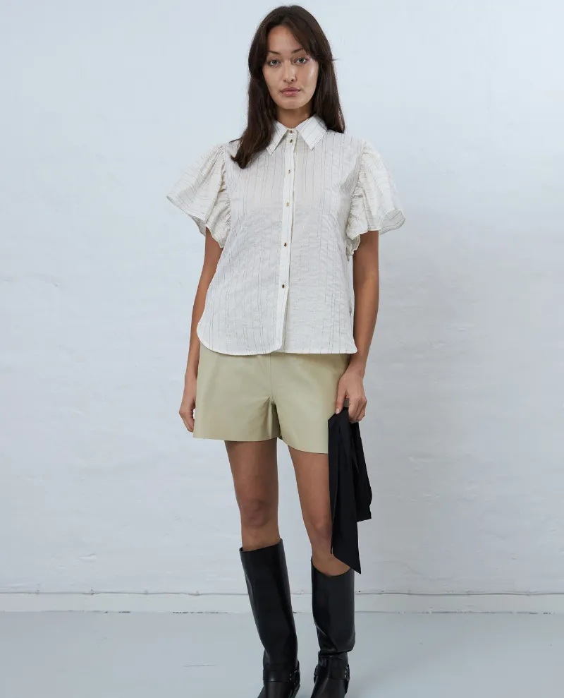 Stella Nova Bow Tie Cream Gold Stripe Blouse