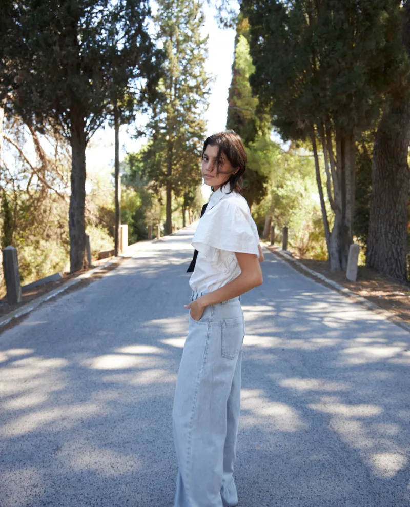 Stella Nova Bow Tie Cream Gold Stripe Blouse