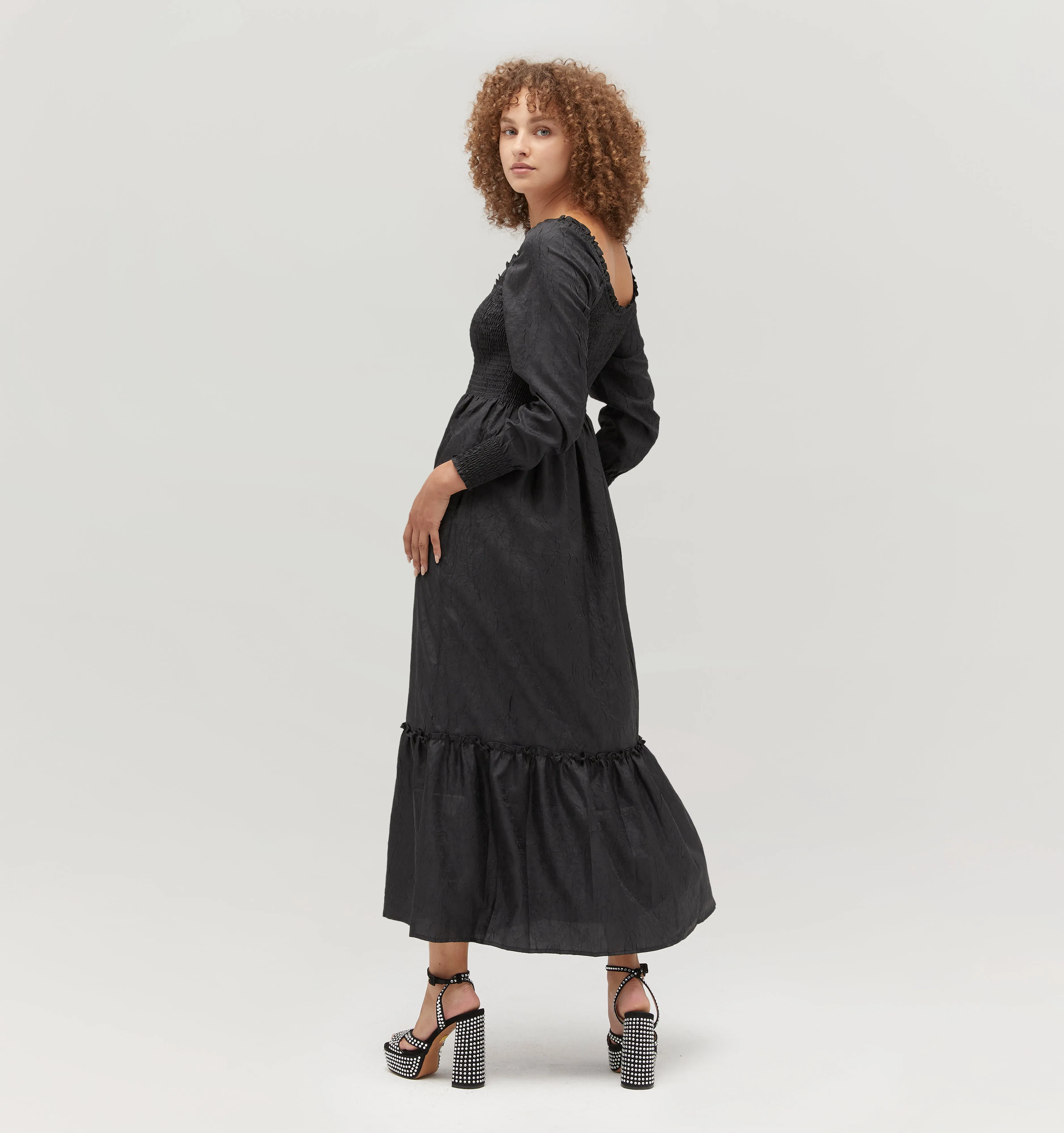 The Emily Nap Dress - Black Crushed Taffeta