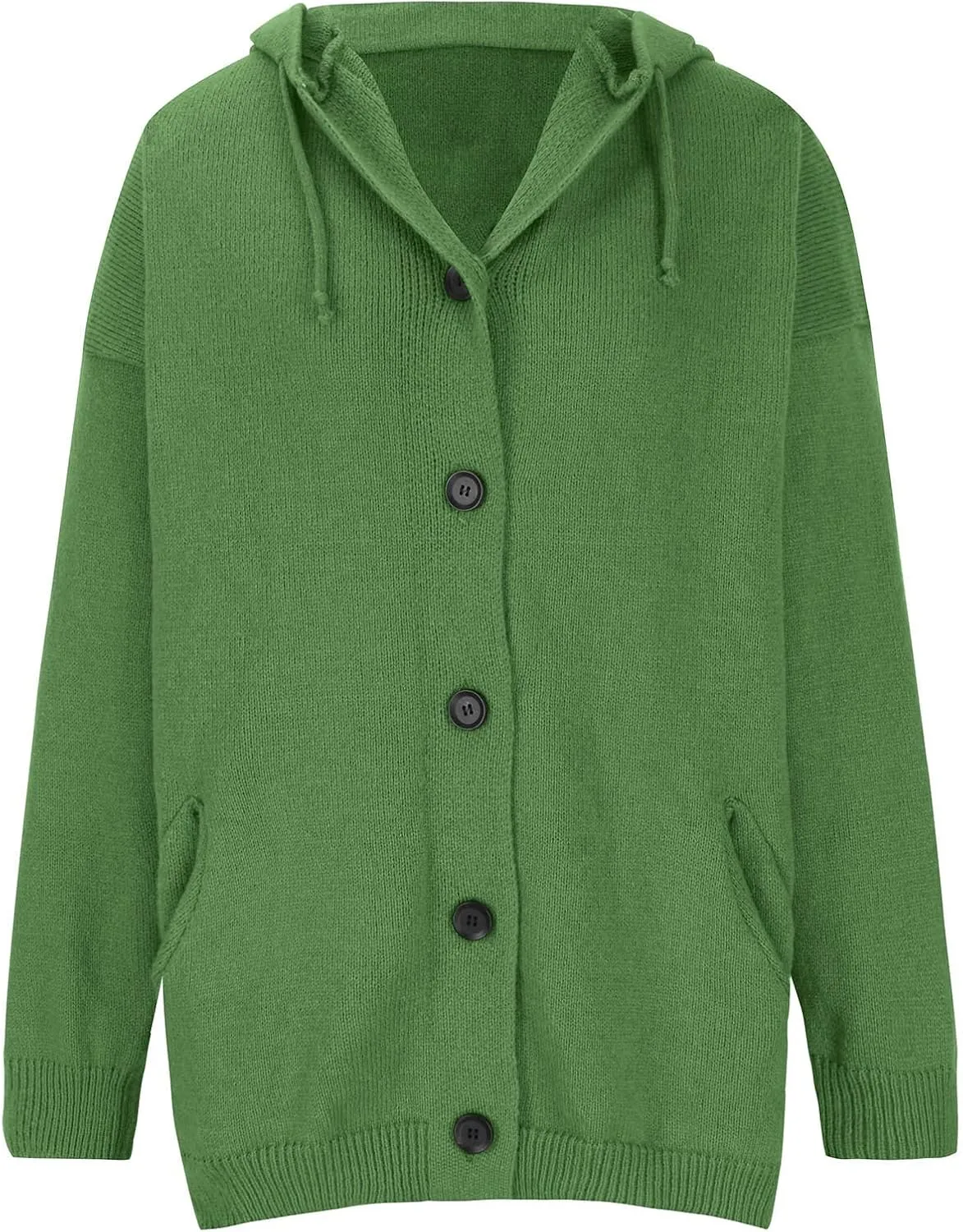 Thick Sweaters Cardigan for Women Plus Size Knitted Hooded Coat Long Sleeve Button Down Warm Jacket Hoodies with Pocket