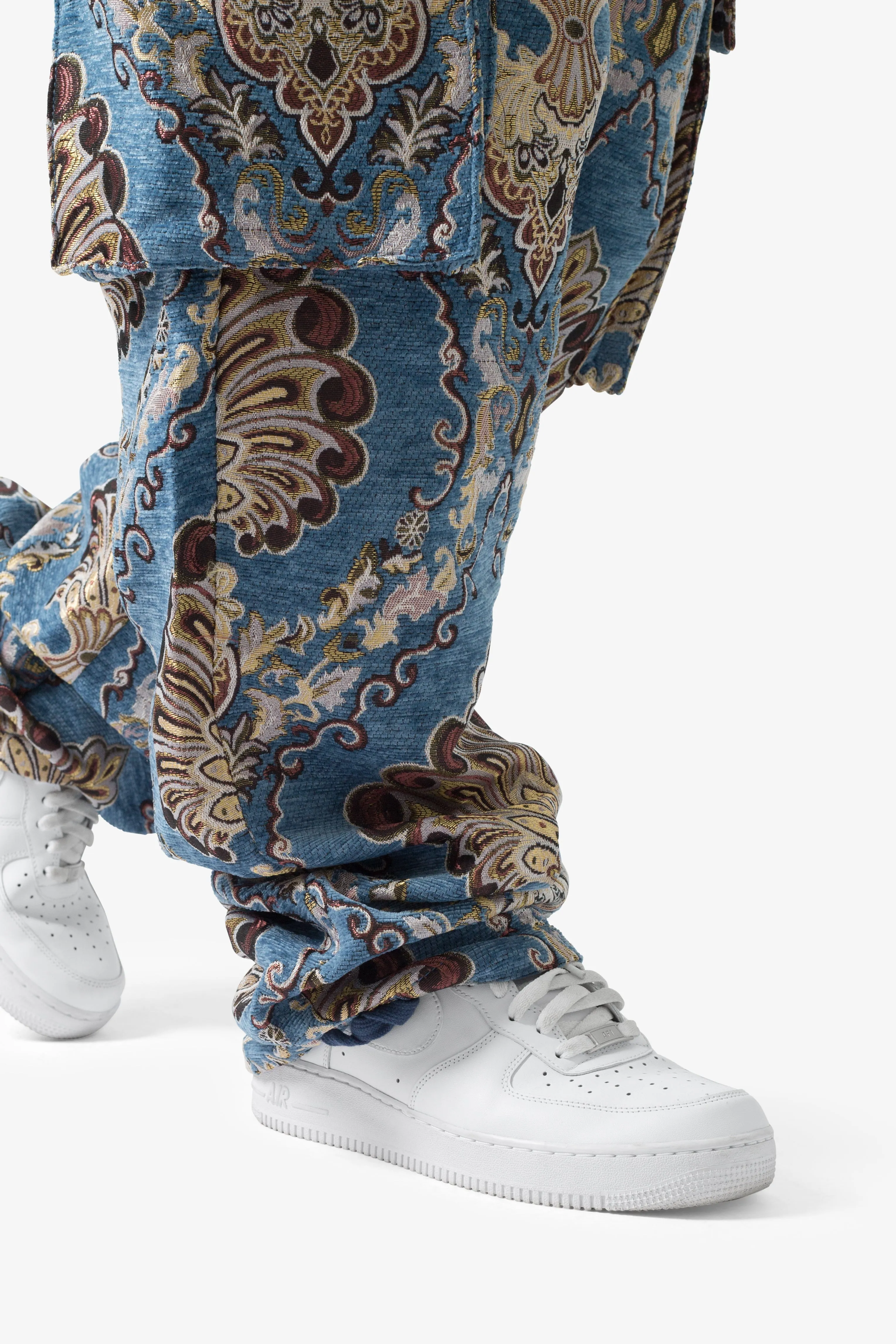 Ultra Baggy Jacquard Floral Cargo Pants - Multi Floral