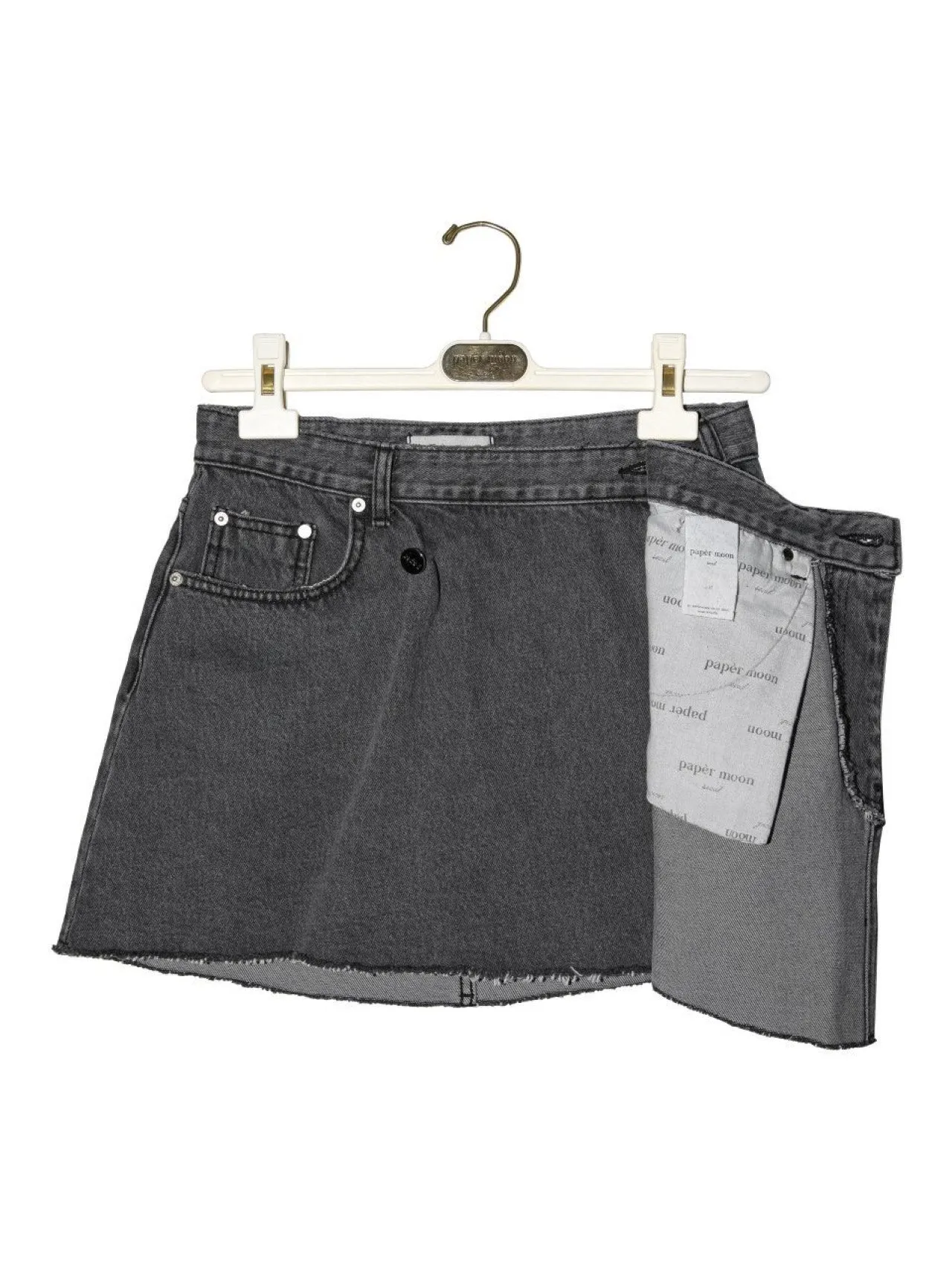 UNBALANCED WRAP DENIM SKIRT