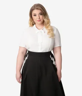 Unique Vintage Plus Size 1940s Style White Elsie Blouse