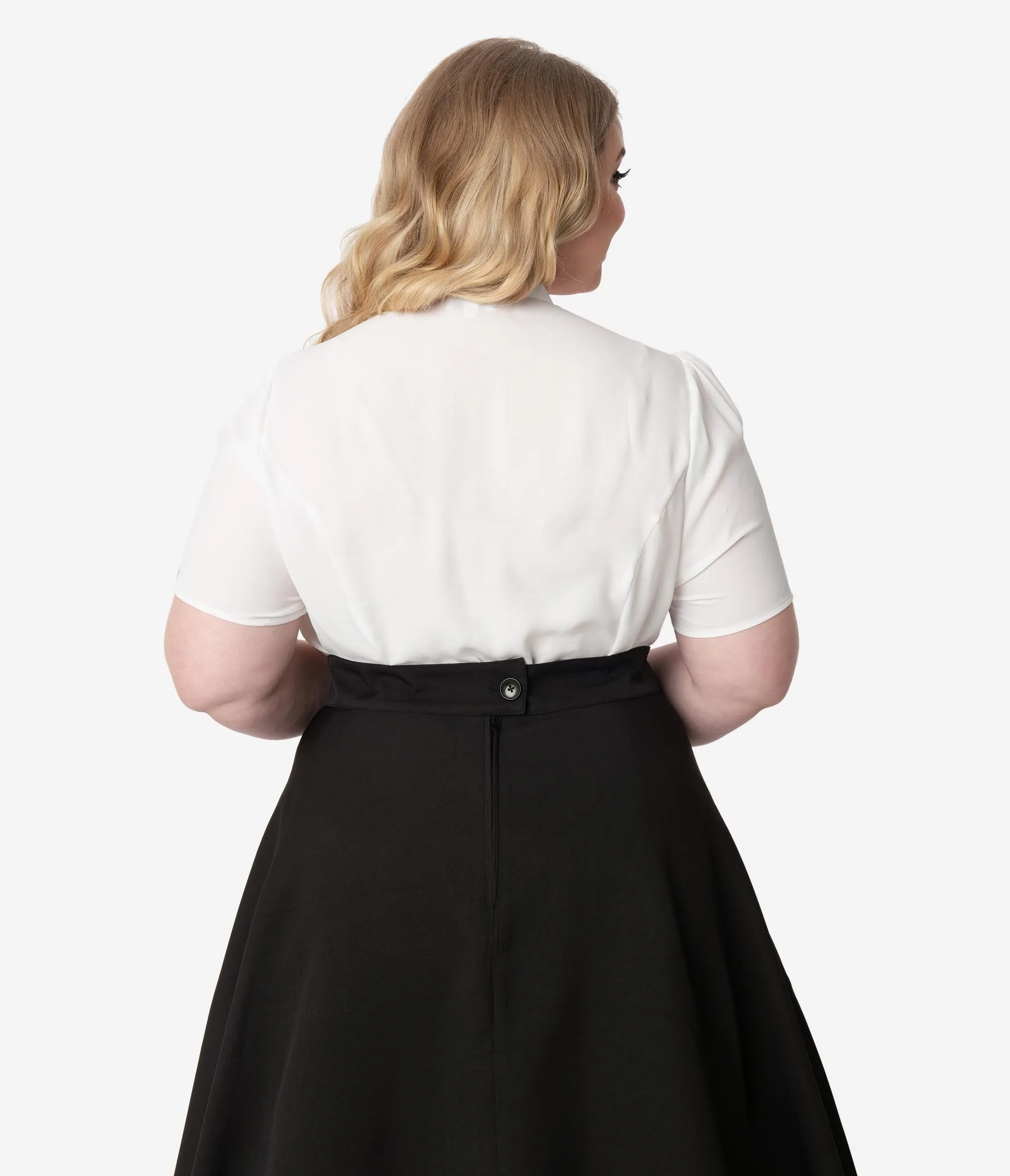 Unique Vintage Plus Size 1940s Style White Elsie Blouse