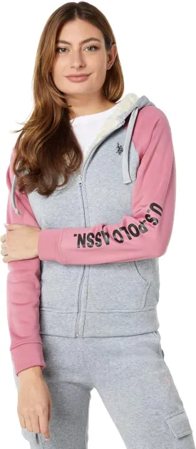 U.S. POLO ASSN. Raglan Color-Block Hoodie Heather Light Gray LG