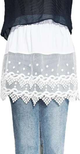 Vanrose Jan Women's Sheer Underskirt See Through Lace Trim Layering V28 Black S/M
