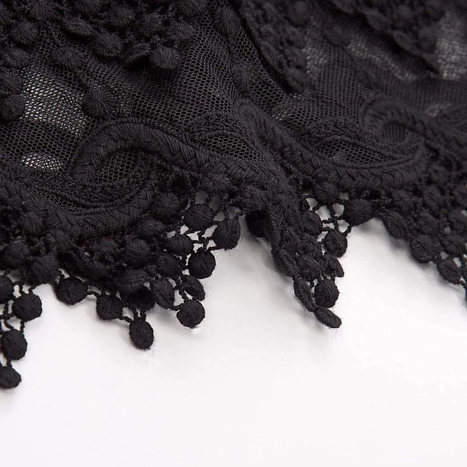 Vanrose Jan Women's Sheer Underskirt See Through Lace Trim Layering V28 Black S/M