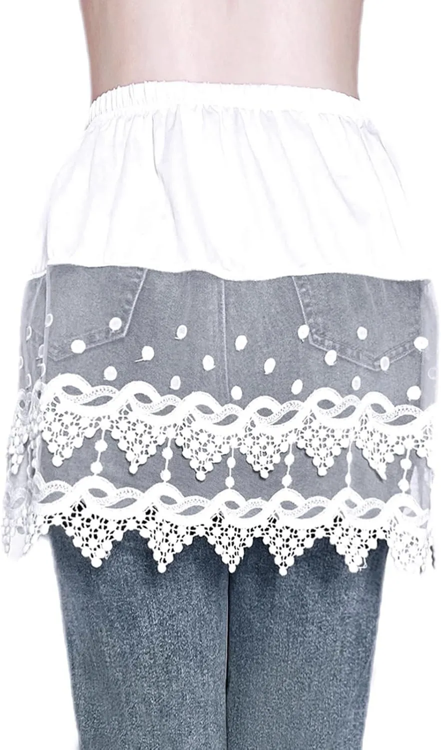 Vanrose Jan Women's Sheer Underskirt See Through Lace Trim Layering V28 Black S/M