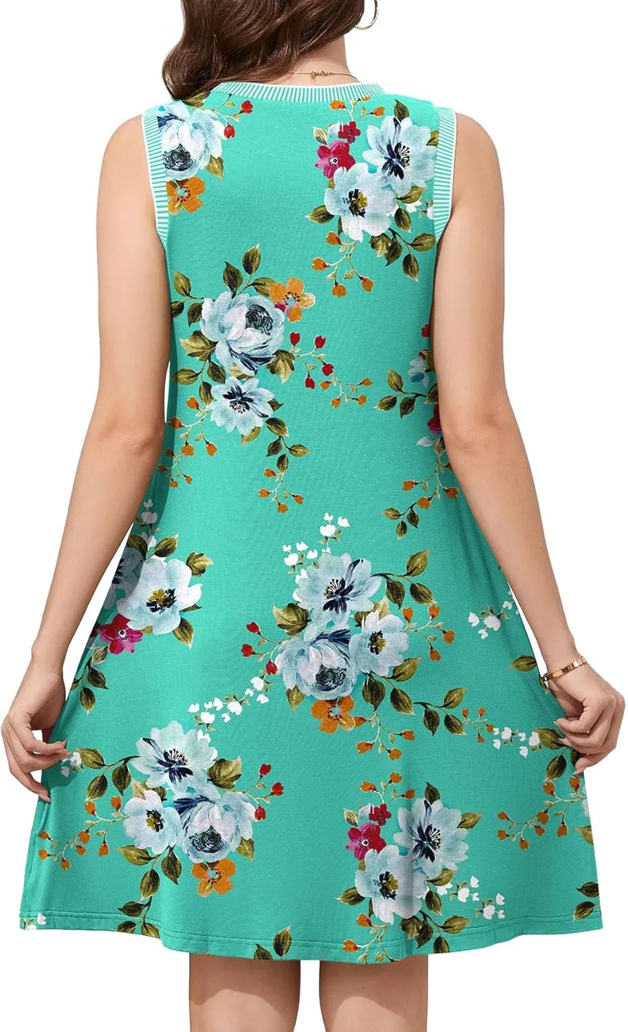 WEACZZY 2025 Summer Dresses for Women Casual Loose Fit Beach Vacation Sundress Sleeveless Crewneck Tank Dress with Pockets