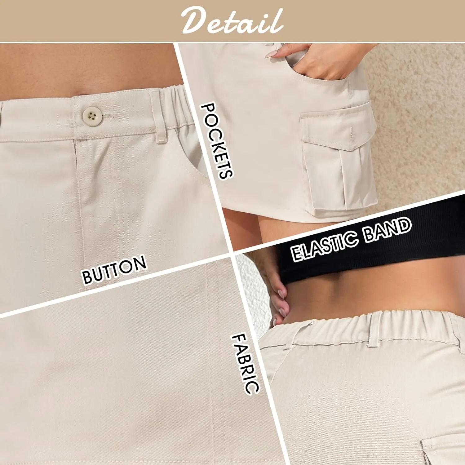 Women Denim Skirt Low Waist Cargo Skirt with Pockets Y2K Button Mini Jean Skirt