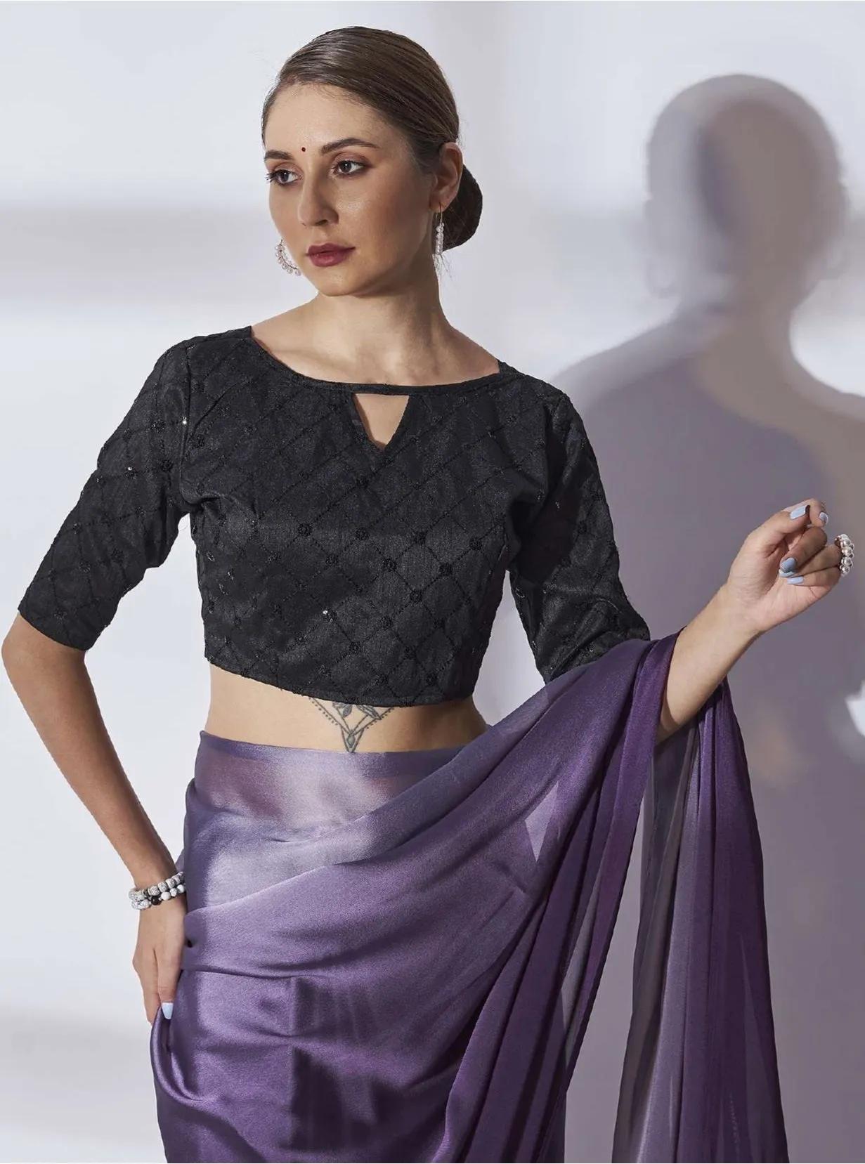 Women Party Wear Printed Purple Colour Rangoli Silk Saree Collection