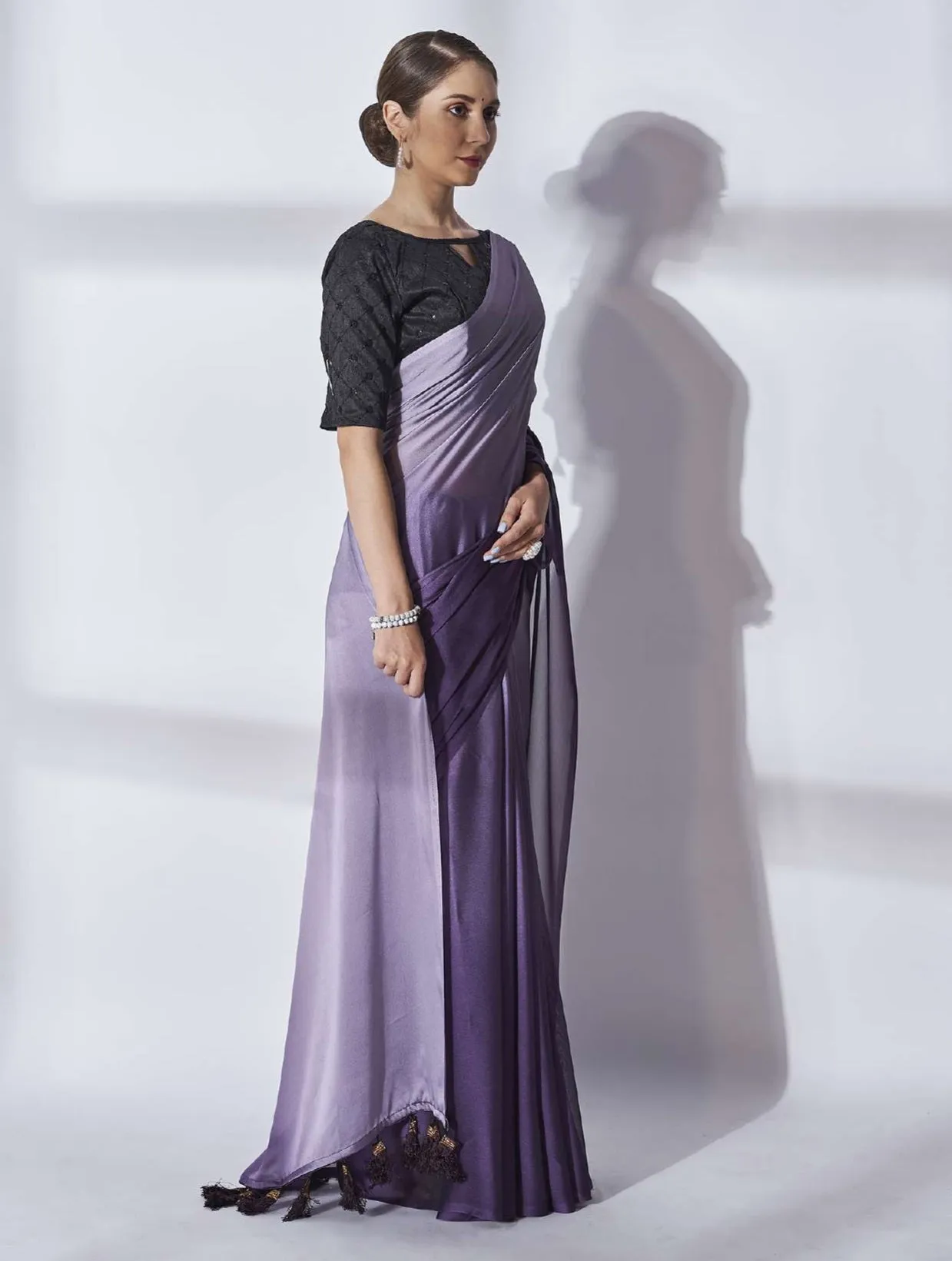 Women Party Wear Printed Purple Colour Rangoli Silk Saree Collection
