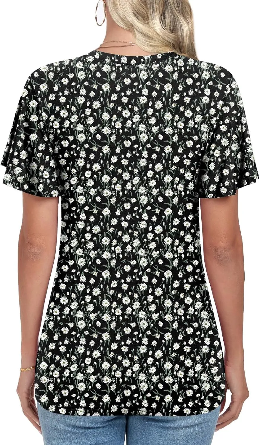 Womens Casual Summer Tunic Tops Short Sleeve Blouse Front Twist V-neck Tee Shirt