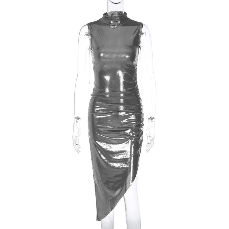 Women's Slim Fit Pleated Sleeveless Dress
