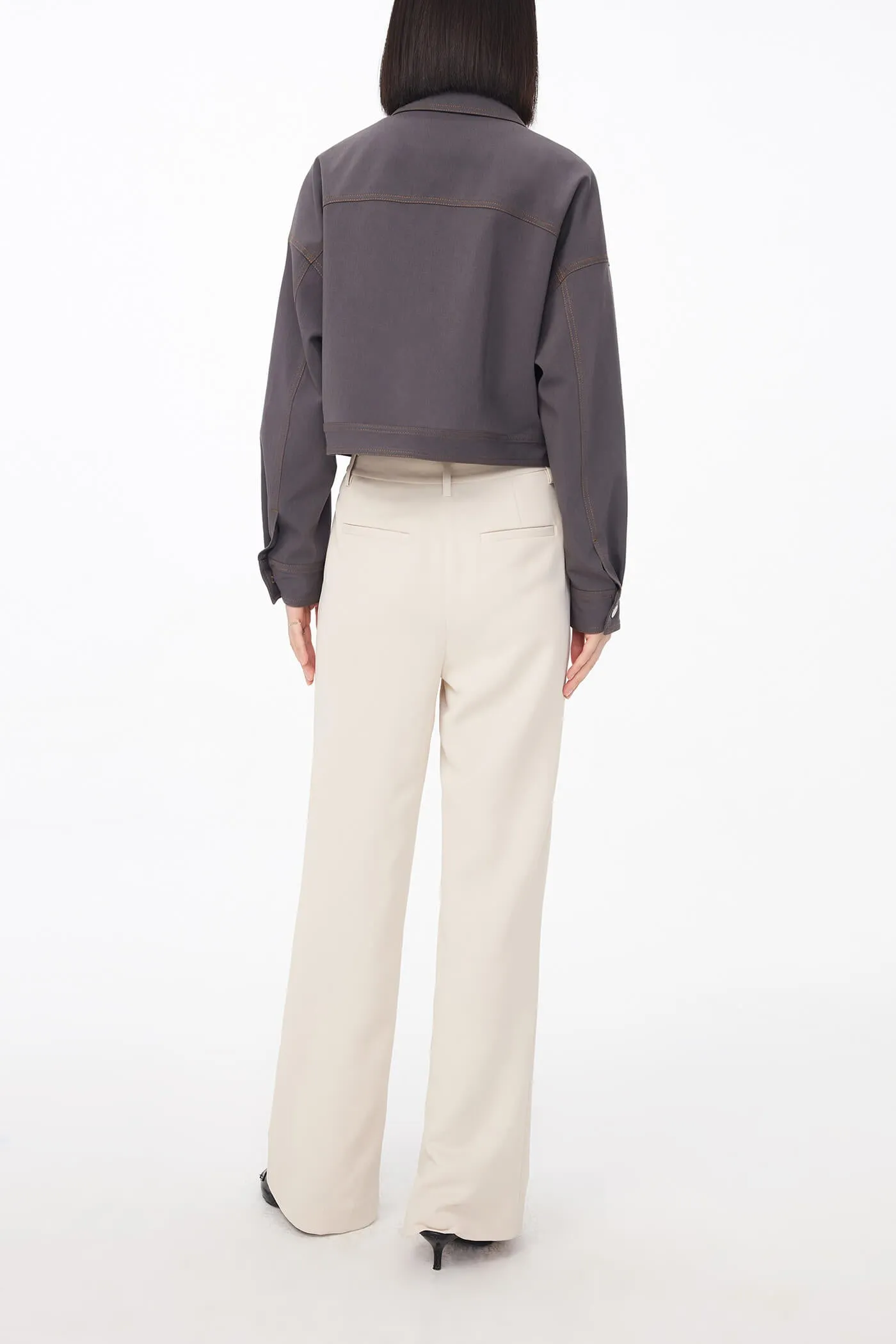 Workwear Style Loose Short Blouse
